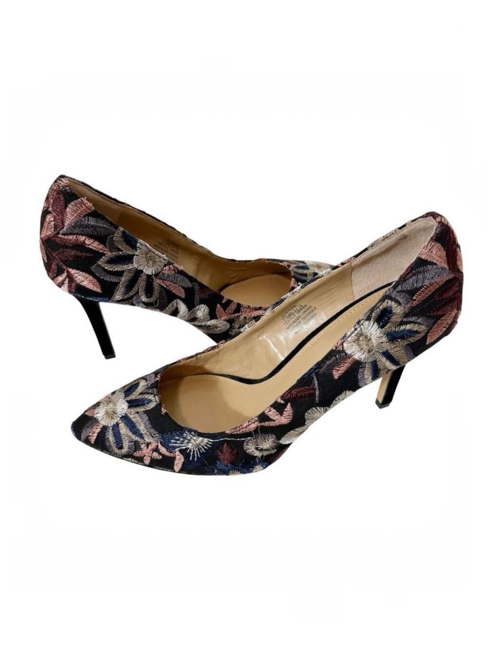 G.I.L.I. Womens Alecia Multicolor Embroidered Floral Pointed Toe Pumps Size 7.5